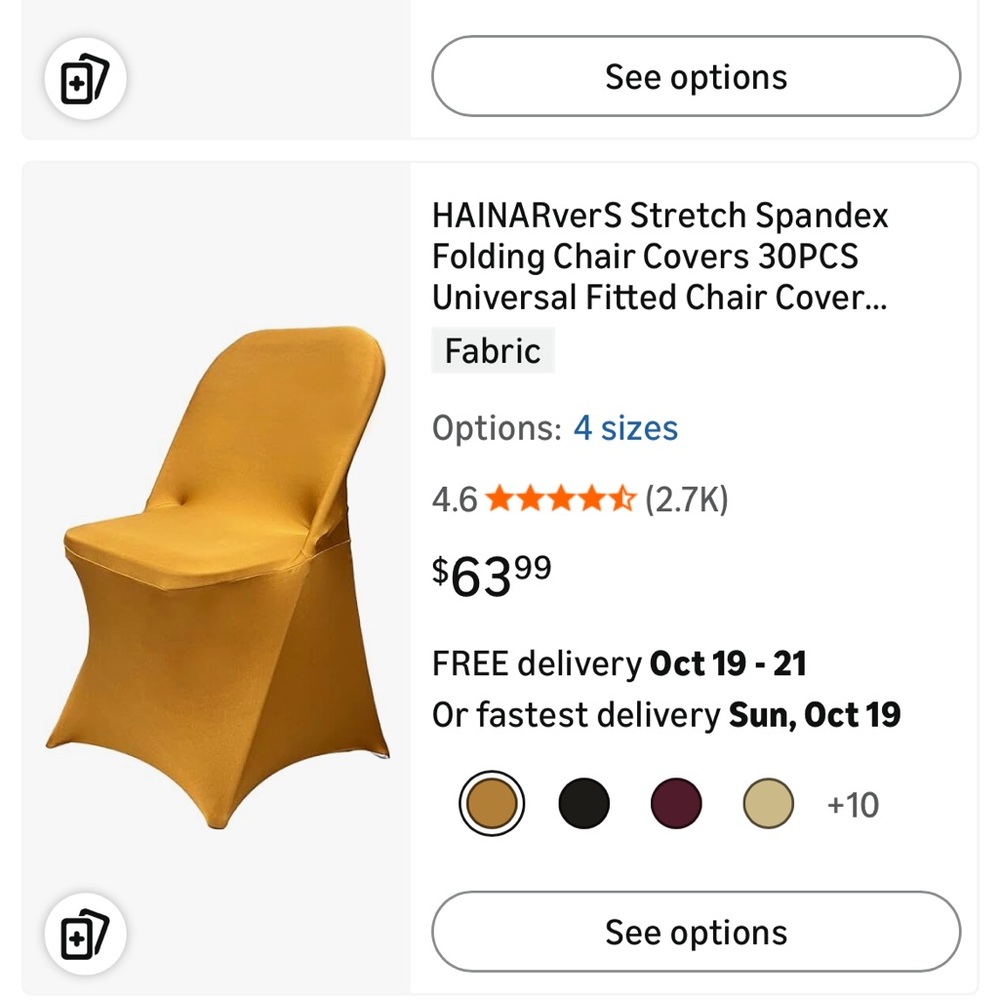 Yellow Stretch Spandex Folding Chair Cover